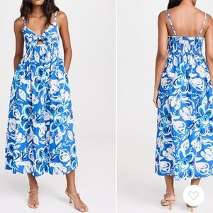 Cleobella Blue and White Floral Midi Dress